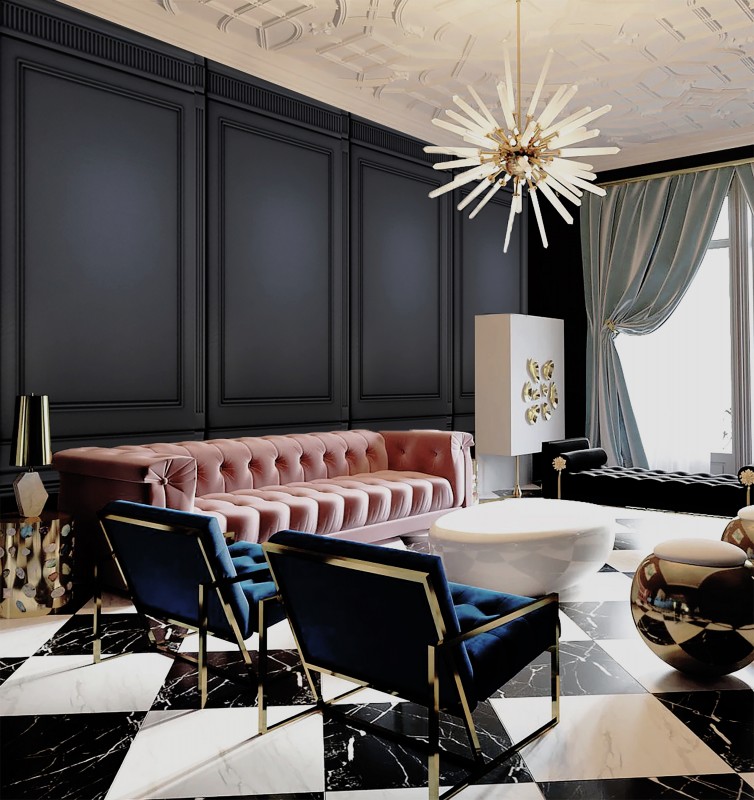 kosa anthracite panel luxury living room