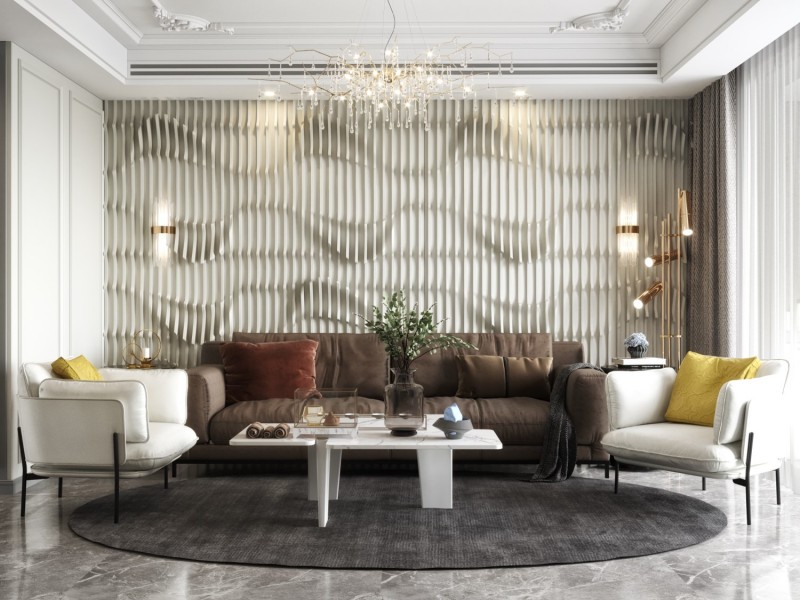 leda white acoustic panel organic living room design