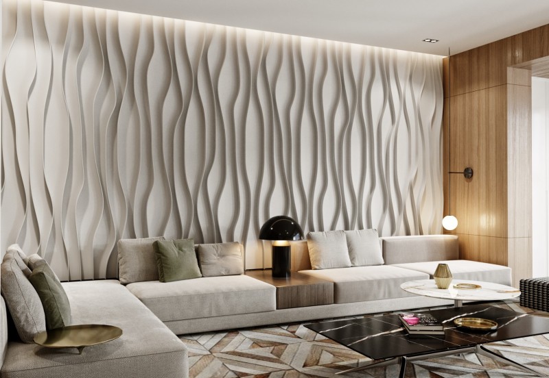 vata white wall panel living room