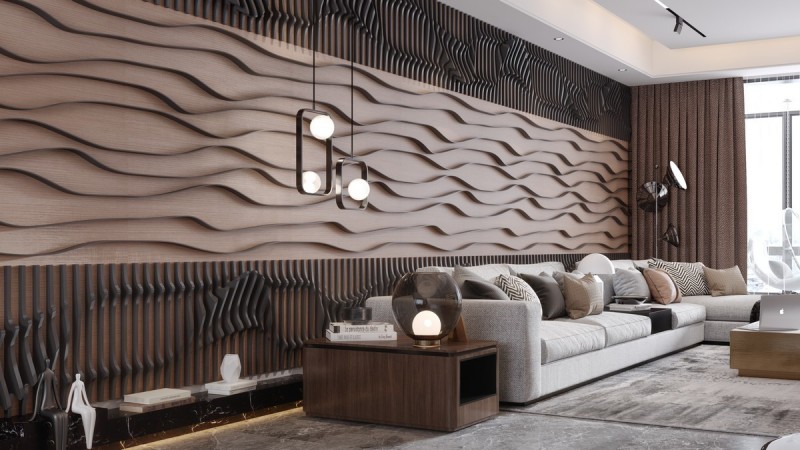 leda vata oak wall panel living room design